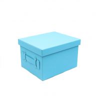Коробка-органайзер с крышкой, 30 х 25 х 19 см, экокожа, голубой, Z8-8 - вид 1 миниатюра