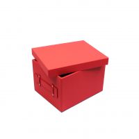 Коробка-органайзер с крышкой, 30 х 25 х 19 см, экокожа, красно-коралловый, Z8-8 - вид 5 миниатюра
