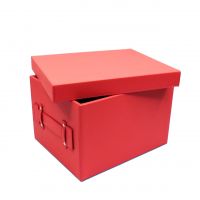 Коробка-органайзер с крышкой, 35 х 28 х 23 см, экокожа, красно-коралловый, Z8-8 - вид 5 миниатюра