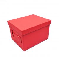 Коробка-органайзер с крышкой, 35 х 28 х 23 см, экокожа, красно-коралловый, Z8-8 - вид 1 миниатюра