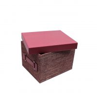 Коробка-органайзер с крышкой, 28,5 х 23,5 х 19,5 см, экокожа/текстиль, вино, Z8-9 - вид 1 миниатюра