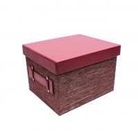 Коробка-органайзер с крышкой, 28,5 х 23,5 х 19,5 см, экокожа/текстиль, вино, Z8-9 - вид 1 миниатюра