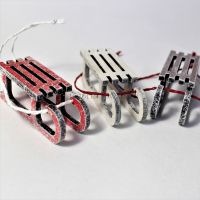 Декор Новый Год Санки на подвесе 2.5 х 7 х h2 см, дерево Декор Новый Год Санки на подвесе 2.5 х 7 х h2 см, дерево