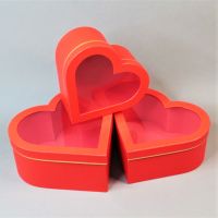 Коробка сердце с прозрачной крышкой, набор из 3 шт, Z20-27 - вид 1 миниатюра