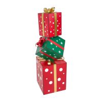 Фигура декоративная Подарки новогодние h70 см, металл, красный/зеленый, FA42-47 - вид 1 миниатюра