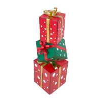 Фигура декоративная Подарки новогодние h70 см, металл, красный/зеленый, FA42-47 - вид 2 миниатюра