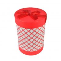 Коробка цилиндр Клетка, набор из 3 шт, белый/красный - вид 1 миниатюра
