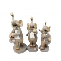 Фигура Слоны музыканты, комплект из 3 шт,полистоун, W26-40 - вид 3 миниатюра