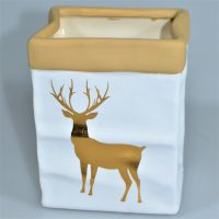 Кашпо керамическое Пакет с оленем, 14 см, W16-1 - вид 1 миниатюра