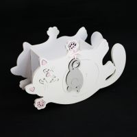 Кашпо Котик с мышкой, 24,5 х 9 х 15 см, МДФ, белый/серый - вид 1 миниатюра