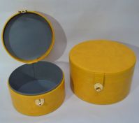 Коробка интерьерная круглая, желтый, набор из 2 шт, экокожа, W20-6 - вид 1 миниатюра