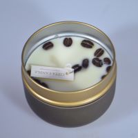 Свеча в жестяной банке с крышкой Кофе, h8 см, W112-8 - вид 4 миниатюра