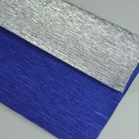 Бумага гофрированная металлик/крепированная 180 гр, 0.5 х 2.5 м, серебро/синий, цвет №802/6 - вид 1 миниатюра
