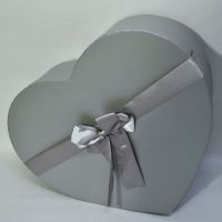 Коробка сердце с атласным бантом, набор из 3 шт, серебро, W77-3 - вид 1 миниатюра