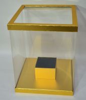 Коробка пластик с картонным дном и крышкой, 50 х 40 х 40 см, розовое золото, W77-6 - вид 2 миниатюра