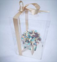 Композиция из сухоцветов и стабилизированных цветов Шоколадный коктейль, в подарочной коробке - вид 1 миниатюра
