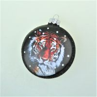 Елочное украшение Медальон Тигр, стекло - вид 1 миниатюра