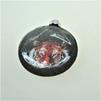 Елочное украшение Медальон Тигр, стекло - вид 2 миниатюра
