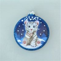 Елочное украшение Медальон Тигр, стекло - вид 5 миниатюра