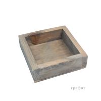 Ящик деревянный для цветов и подарков, 15 х 15 х 4,5 см, графит - вид 1 миниатюра