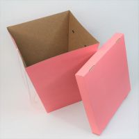 Коробка с крышкой для букета 20 х 34 х 40 см, 1 шт, розовый - вид 2 миниатюра
