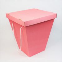 Коробка с крышкой для букета 20 х 34 х 40 см, 1 шт, розовый - вид 1 миниатюра