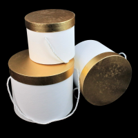Коробка цилиндр, набор из 3 шт, белый/золото, Z3-13 - вид 1 миниатюра