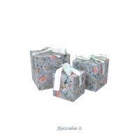 Коробка квадратная с бантом Цветы, набор из 3 шт, FA39-110 - вид 4 миниатюра