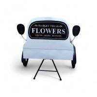 Подставка металлическая для цветов Тачка на колесах h67 х 50 х 50 см, белый/черный, FA42-35 Подставка металлическая для цветов Тачка на колесах h67 х 50 х 50 см, белый/черный, FA42-35