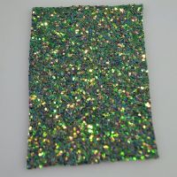 Ткань декоративная плотная с глиттером, зеленый хамелион, 140 см - вид 1 миниатюра