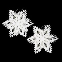 Снежинка декоративная с подвесом 9,5 см, 2 шт, белый , W34-38 - вид 1 миниатюра