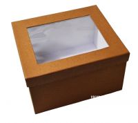 Коробка с крышкой окном 18 х 21 х 12 см, молочный шоколад - вид 1 миниатюра