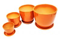 Набор горшков для цветов Оранжевый, 4 шт, керамика - вид 1 миниатюра