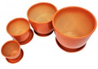 Набор горшков для цветов Оранжевый, 4 шт, керамика - вид 2 миниатюра