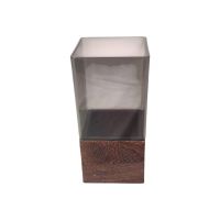 Вазон пластиковый в деревянной подставке 12 х 12 х h25 см, серый/венге, FA30-13 Вазон пластиковый в деревянной подставке 12 х 12 х h25 см, серый/венге, FA30-13