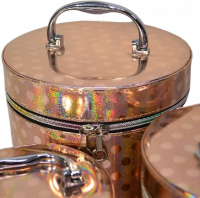 Шкатулка цилиндр Горох, набор из 3 шт, кожзам, розовое золото, W88-1 - вид 2 миниатюра
