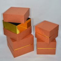 Коробка квадратная коричневая с золотом, набор из 4 шт, W11-2 - вид 1 миниатюра
