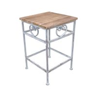 Подставка для цветов Квадратная, набор из 3 шт, металл/дерево, белый, FA42-43 - вид 2 миниатюра