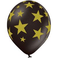 Надувные шары Шелкография Звезды, белый/черный, 5 шт - вид 2 миниатюра