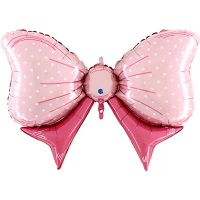 Шар фольгированный ФИГУРА Бант розовый 43"/109 см - вид 1 миниатюра