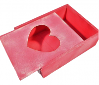 Ящик деревянный с сердцем 21,5 х 15,5 х 6,5 см, красный, арт. ДЯ31 - вид 1 миниатюра