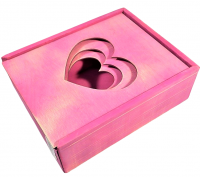 Ящик деревянный с сердцем 29 х 23 х 9,5 см, розовый, арт. ДЯ32 - вид 1 миниатюра
