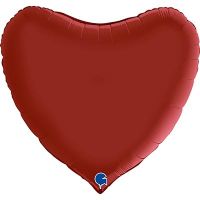 Шар фольгированный Сердце 36", сатин Rubin - вид 1 миниатюра
