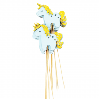 Топпер Единорог 11 х 10 см, 10 шт, голубой пастель/желтый - вид 1 миниатюра