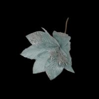 Цветок искусственный Пуансеттия h22 см, аквамарин/серебро, FA10-5 Цветок искусственный Пуансеттия h22 см, аквамарин/серебро, FA10-5