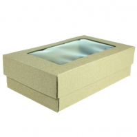 Коробка с крышкой окном 20 х 12 х 7 см, крафт, К28 - вид 1 миниатюра