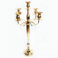 Канделябр на 5 свечей с хрусталем, золото, h88 см, W42-2 - вид 1 миниатюра