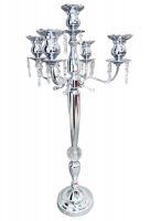 Канделябр на 5 свечей с хрусталем h140 см, серебро,W42-6 - вид 1 миниатюра