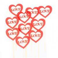 Топпер Love в сердце 10 х 30 см, 10 шт, красный - вид 1 миниатюра