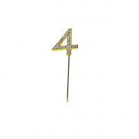 Декоративная металлическая вставка со стразами Цифра 4, золото/серебро, М104-1 - вид 1 миниатюра